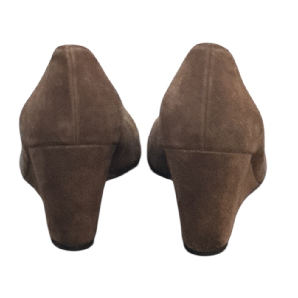 Authentic Stuart Weitzman brown suede, leather designer wedge heels size 8 1/2 - Picture 11 of 13